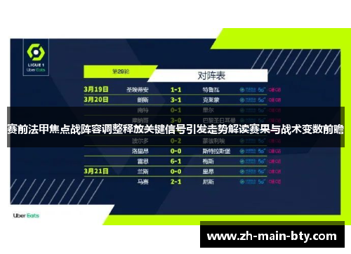 赛前法甲焦点战阵容调整释放关键信号引发走势解读赛果与战术变数前瞻